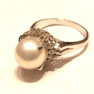 Pt900 プラチナ900 パール ダイヤ 0.2ct リング